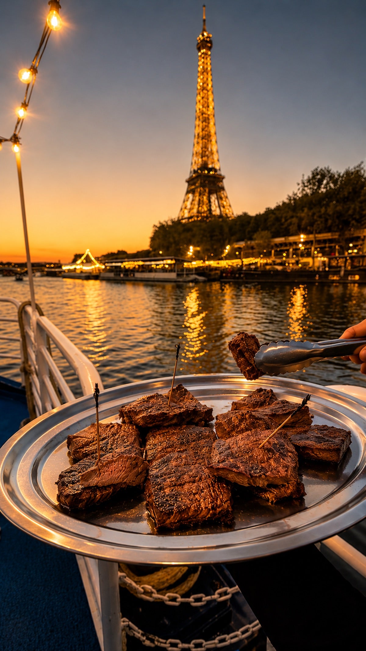 Dîner-croisière romantique avec entrecôte premium à volonté sur le Grand Bleu